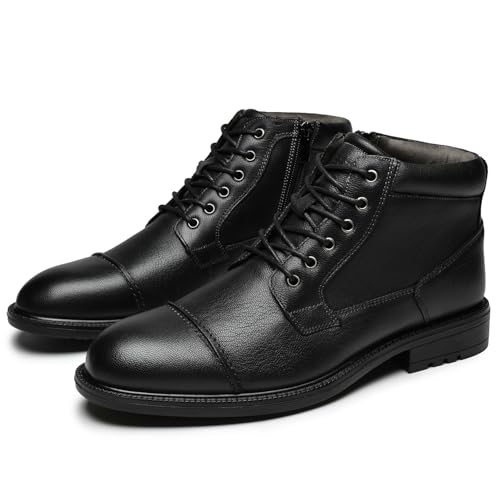 Image of Arkbird Men's Dress Boots Genuine Leather Cap Toe Ankle Boot with Side Zipper for Casual Business Formal Wear