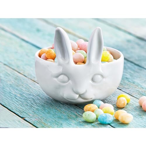 TAG Stoneware Easter Spring White Bunny Snack Bowl 16 oz. White