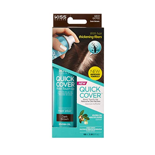Kiss Quick Cover Root Touch Up Thickening Fiber Spray 3.38Oz (Dark Brown) Instantly Thickens Gray Hair, Concealing Thinning Areas, Highly Water-Resistant #TOP28