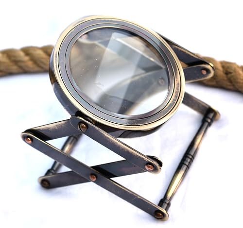 Sara Nautical Antique Brass Folding Magnifier