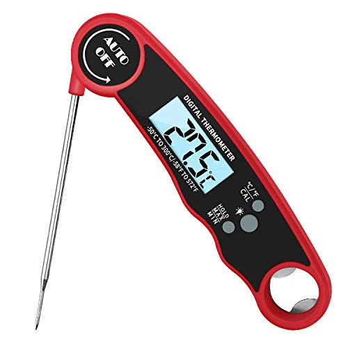 Meat Thermometer Digital Read in time with Backlight and Calibration Function with Magnet and Corkscrew IP67 Super Waterproof for KitchenOutdoor Cooking SteakBarbecue