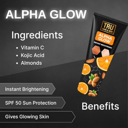 Image of Tru Hair & Skin Rebelx soap with natural Loofah - 100gm + SPF 50 Styling Cream - 50gm + Alpha Glow Instant Brightening Cream - 25ml