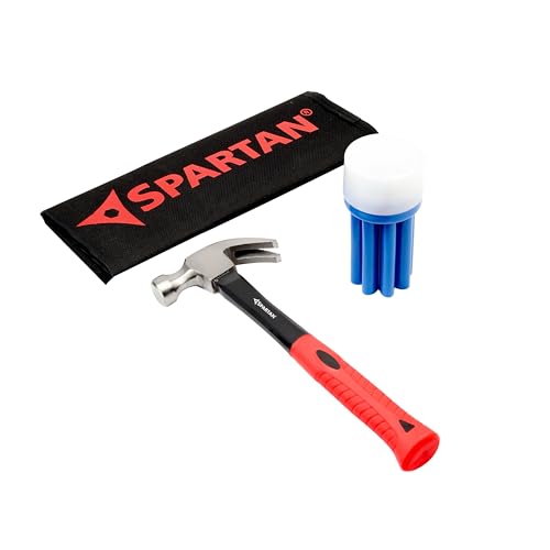 Image of Spartan 8-in-1 Multi-Purpose Screwdriver Kit with Heavy Duty Claw Hammer & Nail Puller | Forged Steel Head | Fibreglass Anti-Slip Handle | Tool Kit for Carpentry, Home Repair & DIY | Combo Kit