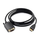 HDMI-auf-VGA-Kabel, HDMI-auf-VGA-Monitor-Videokabel (Stecker auf Stecker), kompatibel mit Raspberry Pi, Roku, Computer, Desktop, Laptop, PC, Monitor, Projektor, HDTV-1M