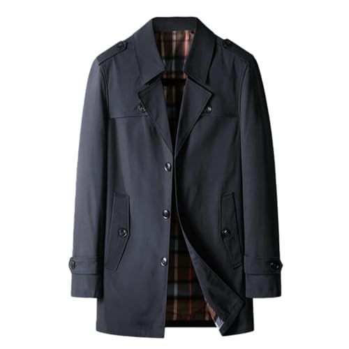 Gabardina azul marino hombre casual de un solo pecho talla M