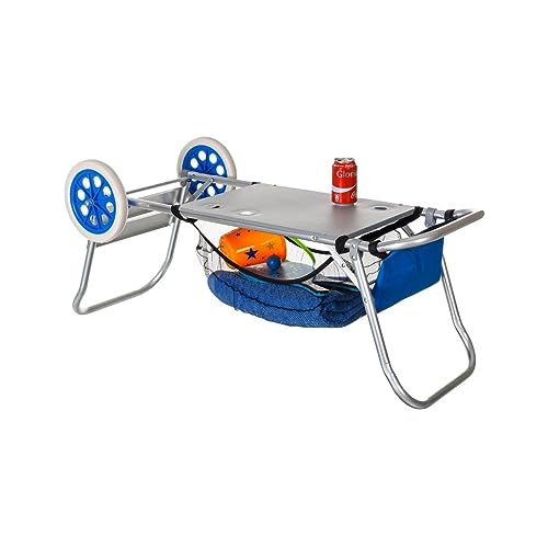 Hogar y Mas Carro Plegable para Playa, Multifunción como PortaSillas y Mesa. Diseño Azul/Práctico 380 x 70 x 980 mm
