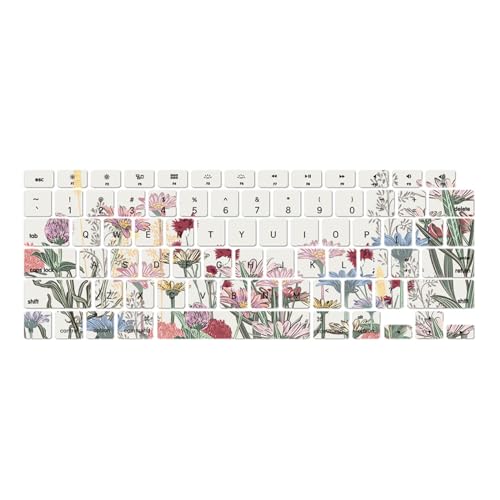 Carcasa MacBook Air 15 M2 A2941 transparente con flores y protector teclado 3