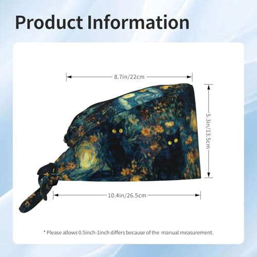 Image of Adjustable Scrub Cap with Sweatband, Breathable Working Hat for Men /Women