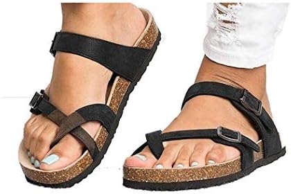 isopeen Women Sandals Casual Buckle Strap Flat Summer Beach Shoes
