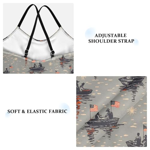 senya Girls Swimsuits One-Piece Swimwear Tie Bathing Suit Beach Summer Round Neck 7-8T Boat American Flag Pattern3