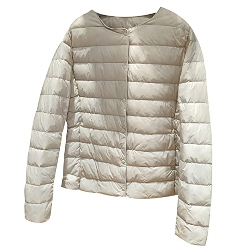 Chaqueta Plumas Mujer Ligeros Plumifero Ultraligero Mujer Invierno Plumífero Ligero Mujer Chaquetas Plumon Puffer Jacket Plumiferos Plegable Plumones Cazadora Abrigo Plumas Plumíferos Mujer Beige