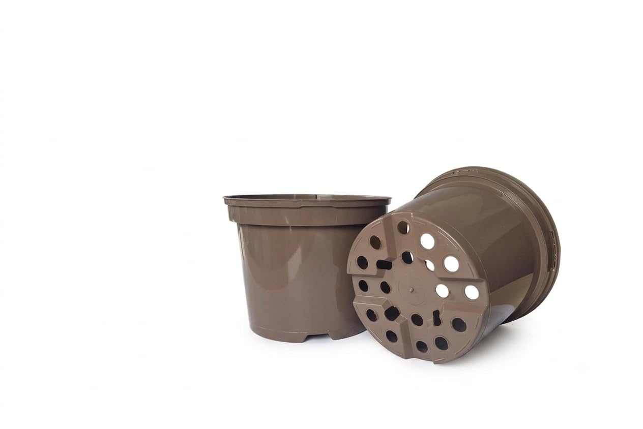 Taupe Recyclable 7.5L Square Plant Pots with Label Slot - Pack Of 12