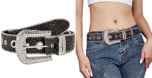 Cintura Pelle DECHOL Cintura Western Uomo/donna Con Strass E Borchie - Pelle, Regolabile, Stile Cowboy, Punk, Hip Hop Cintura Cowboy Borchie - Foto 8