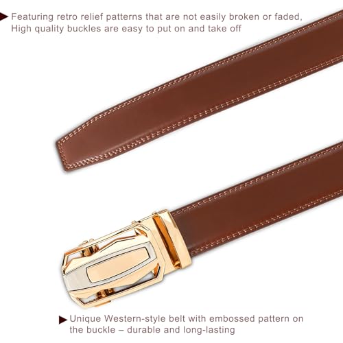 Image of Aurolran Men&Womens Leather Dress Belt Business Automatic Buckle Belt Color-Black Silver Gold