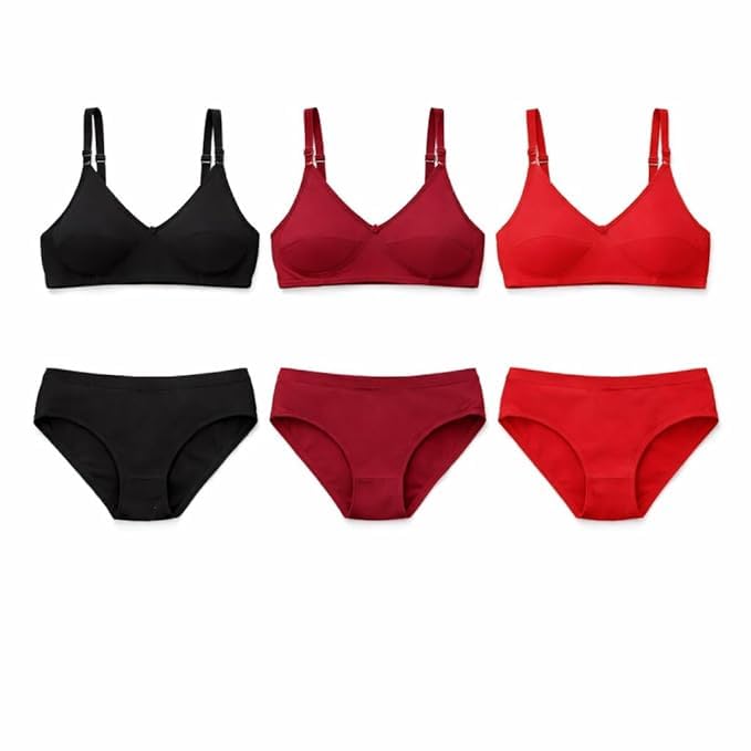Non-Padded Non-Wired Bra & Panty Set for Women & Girls, Matching T-Shirt Lingerie Set with Hipster Panties, Everyday Comfortable Innerwear Combo-image-30