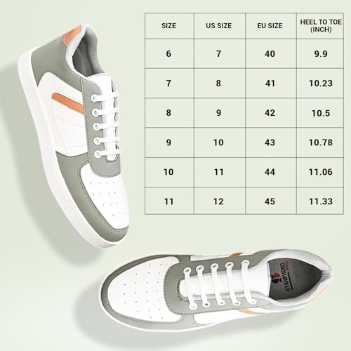 Image of STANPHORD Mens Skynkrew Casual Sneakers Lace-Up Shoes with Stylish Tan Accent | Comfortable Trainers for Walking, Gym & Travel