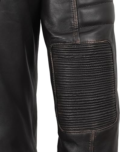Image of fjackets Leather Jacket Men Real Lambskin - Cafe Racer Moto Style, Stand Collar Zip Up Jacket