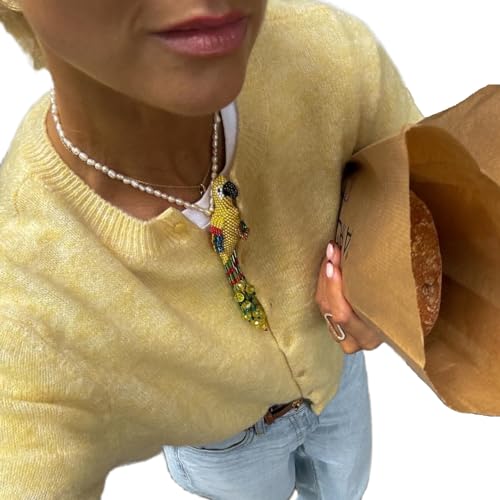 Image of Muineobuka Women Knit Cropped Cardigan Tops Long Sleeve Button Down Lightweight Bolero Sweater Tops Yellow, Large