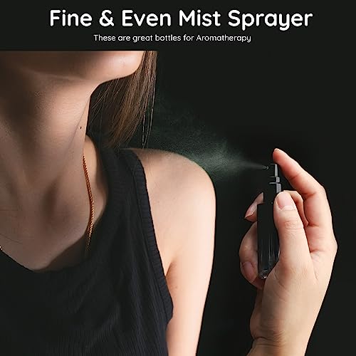 Segbeauty Travel Perfume Bottle Refillable, 5pcs 10ML Mini Glass Perfume Containers with Funnel and Pipette, Empty Portable Leak-proof Fragrance Bottles Spray Atomizer Pump Bottle Kit for Toiletries