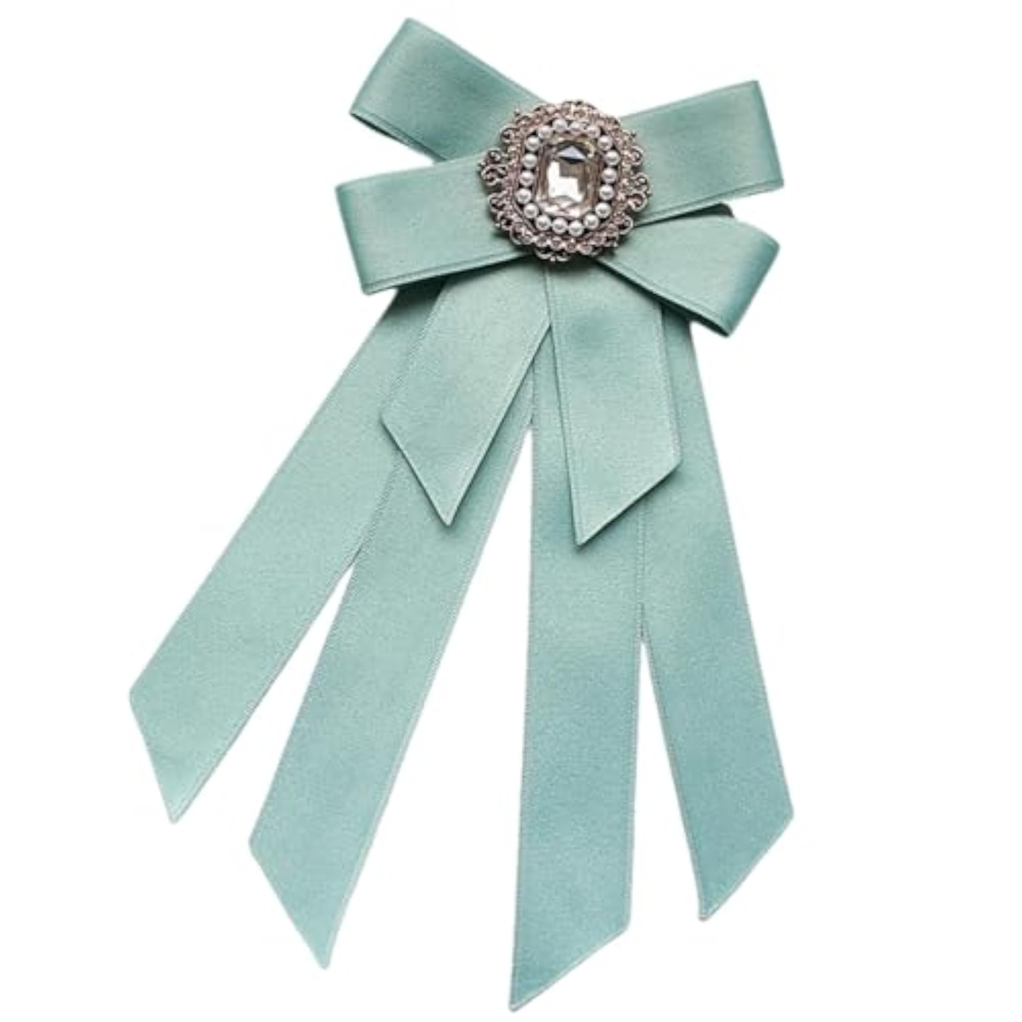 Women's Green Bow Tie Ribbon Brooch Pin Collar Tie