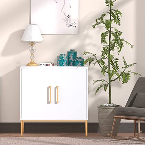 Resom 2 Pack Modern Storage Cabinet With Double Doors, White Sideboard With Adjustable Shelves, Accent Cabinet For Living Room, Bedroom, Home Office And Hallway (White) #TOP6
