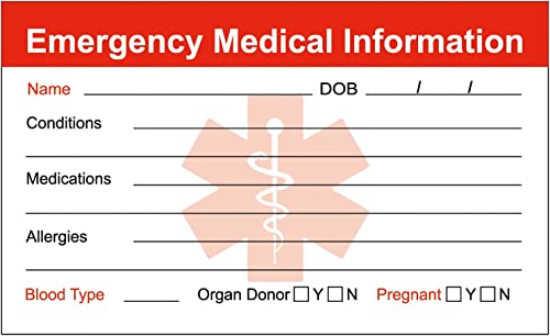 Cartes d'identification médicales d'urgence RXBC2011 pour protéger vos proches