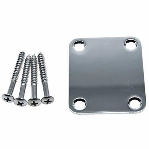 4-Bolt Electric Guitar Neckplate with Screws Chrome