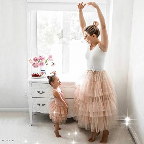 Chicwish Girl's Nude Pink Tiered Layered Mesh Ballet Prom Party Tulle Tutu A-Line Midi Skirt For Kids #TOP3