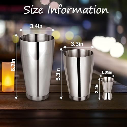 Boston Shaker Cocktail Set Bartender Kit, 12 Pcs Drink Shaker with Strainer Bartending Martini Shaker Tin with 18oz & 28oz Mixed Alcohol Shaker Professional 304 Stainless Steel Bar Tool for Beginner