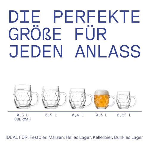Oberglas Tübinger Bierkrüge mit Henkel Bierkrug 300 ml, 6er-Set – Ansicht 6