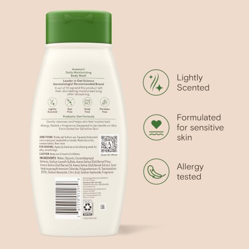 Aveeno Daily Moisturizing Body Wash, Lightly Scented, 18 fl. oz - image 9