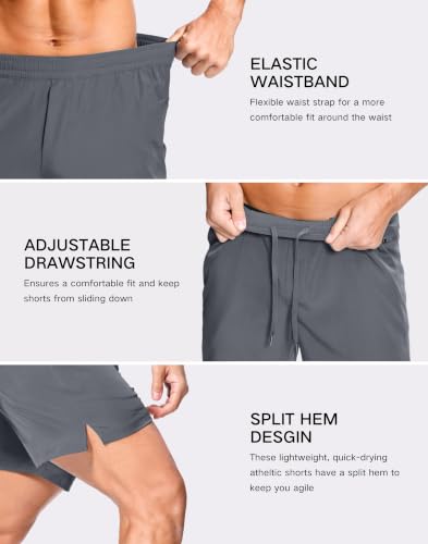 Image of GGJ Men's Lightweight Athletic Shorts with 2 Zipper Pockets 7 inch /9 inch /5 inch Gym Workout Running Quick Dry Tennis Shorts for Men