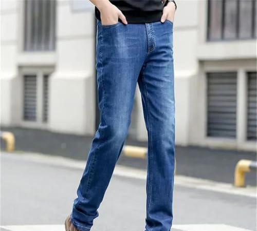 Mens High Waist Straight Leg Denim Pants Lightweight Summer Casual Streetwear Loose Trousers2