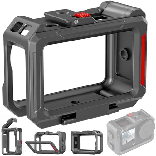 Honbobo Cage Cadre Métal pour DJI Osmo Action 6, Magnétique Dégagement Rapide Caméra Cage Cadre de Protection Horizontal Vertical Support d'extension Accessoires pour DJI Osmo Action 6