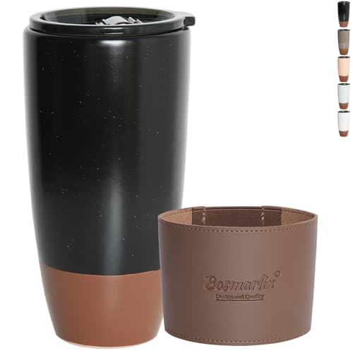 Vaso de viaje cerámico Bosmarlin con tapa 21 oz