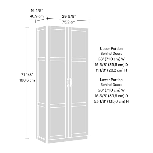 Image of Sauder Tall Storage Cabinet, Black, 4 Adjustable Shelves, Multi-Room Use