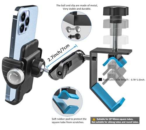 Yooz Golf Cart Phone Holder [Multi-Angle Adjustable] Yamaha Club Car Square Tube Frame Phone Mount Golf Cart Accessories For Iphone 15 Pro Max 14 13, Galaxy, Google Pixel thumb #4