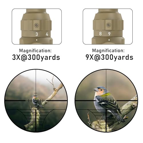 UUQ 3-9×40 Rifle Scope with Red/Green Illumination and Rangefinder Reticle-Includes Batteries,Fits 11mm Free Mounts,Waterproof and Fog-Proof