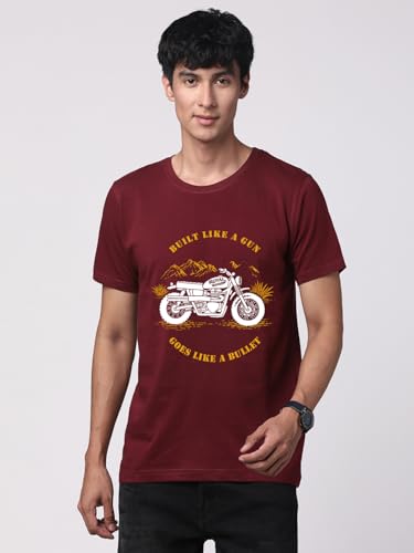 Image of ADRO Men's Royal Bike Design Printed 100% Cotton T-Shirt - Regular Fit, Printed T-Shirts for Men