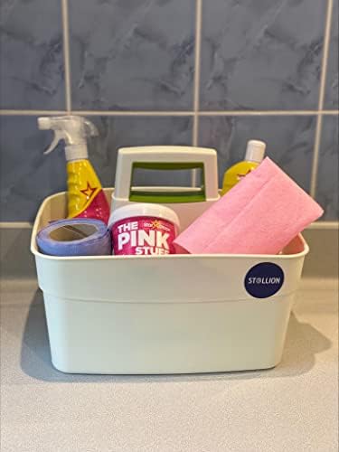 St@llion Plastic Kitchen Caddy, Multipurpose Cleaning Caddy with Handle, Nappy Caddy, Kitchen Tidy Organiser, Shower Caddy, Kitchen Storage & Organisation -36x29x28cm, Cream