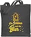Shirtracer Party & Alkohol Damen - Die Schöne und das Bier Glasglocke - Unisize - Dunkelgrau - Alkohol - WM101 - Stoffbeutel aus Baumwolle Jutebeutel lange Henkel
