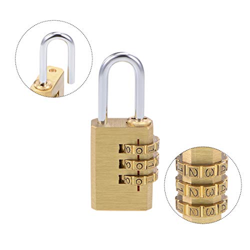 Image of uxcell 3 Digit Combination Padlock Brass Locks 3mm Shackle Diameter for Gym Locker Fence Suitcase Travel Outdoor