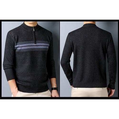 Pull fermeture éclair quart de tour homme pull rayé automne hiver - 7