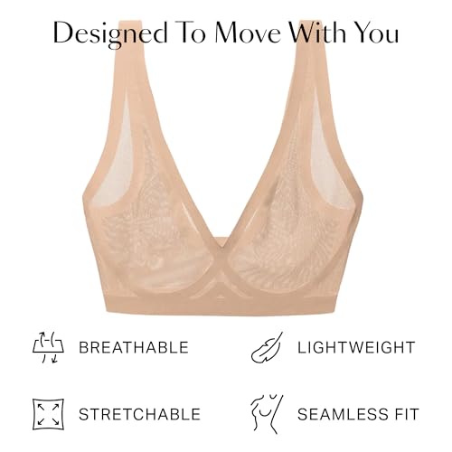 Image of EBY Sheer Mesh Bralette for Women Seamless Wireless Bra with Support - Without Metal Wire