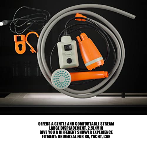 Portable Camping Shower, 2.5L per min Camp Shower Pump USB Rechargeable Outdoor Shower with Shower Head, Hanging Sleeve - Image 3