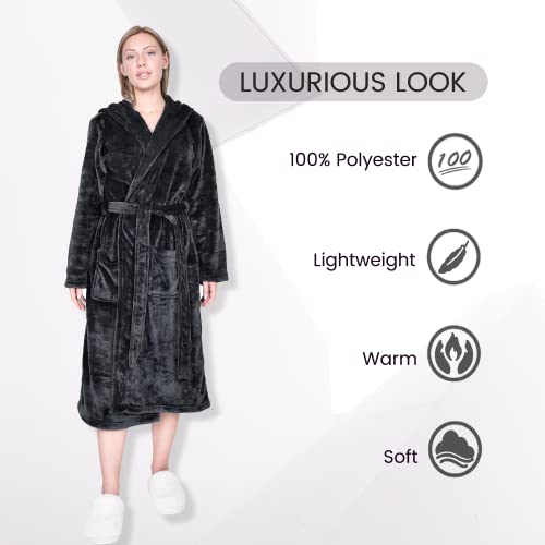 Image of Artfasion Womens Long Fleece Robe - Warm Soft Floor Length Flannel Bathrobes for Winter Thicker Long House Coat with Pockets