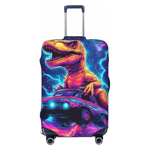 Neon Dinosaur Print Travel Luggage Cover Elastic Baggage Protector Fits 22-24 Inch Luggage