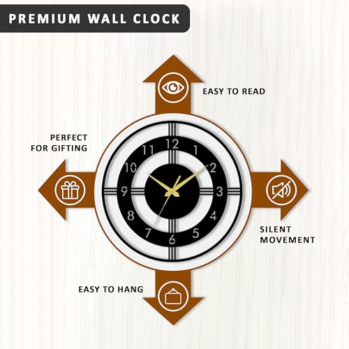 Image of Auromin Luxury Decorative Metal Wall Clock for Bedroom | Designer Big Size Wall Watches for Living Room, Dinning Room, Kitchen, Office | Aesthetic Unique WallClocks for Decoration