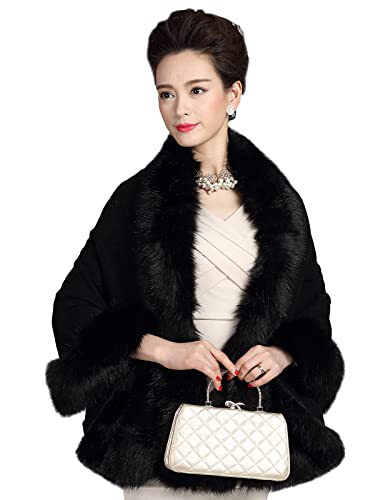 Obosoyo Women's Pashmina Shawl Cloak Cape Shawls and Wraps for Evening Dresses Shawl Wrap Cape Bridal Wedding Party Winter