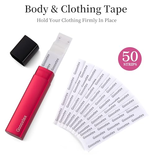 Double Sided Tape for Clothes and Body Waterproof Fashion Clothing Tape, 50 Strips Fabric Tape to Skin Strong Adhesive Body Tape, Clear Transparent for All Skin Shades2